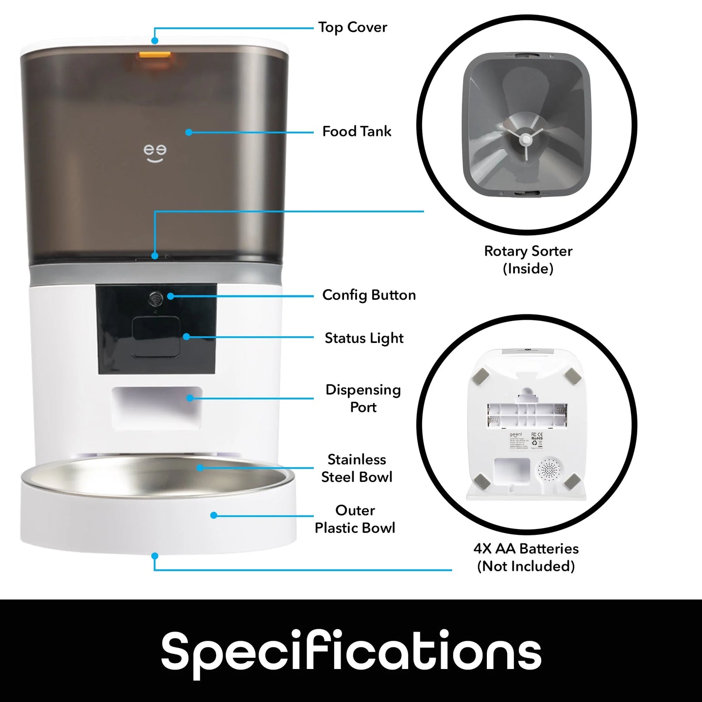 6L Smart Pet Feeder - Automatic Cat and Dog Food Dispenser