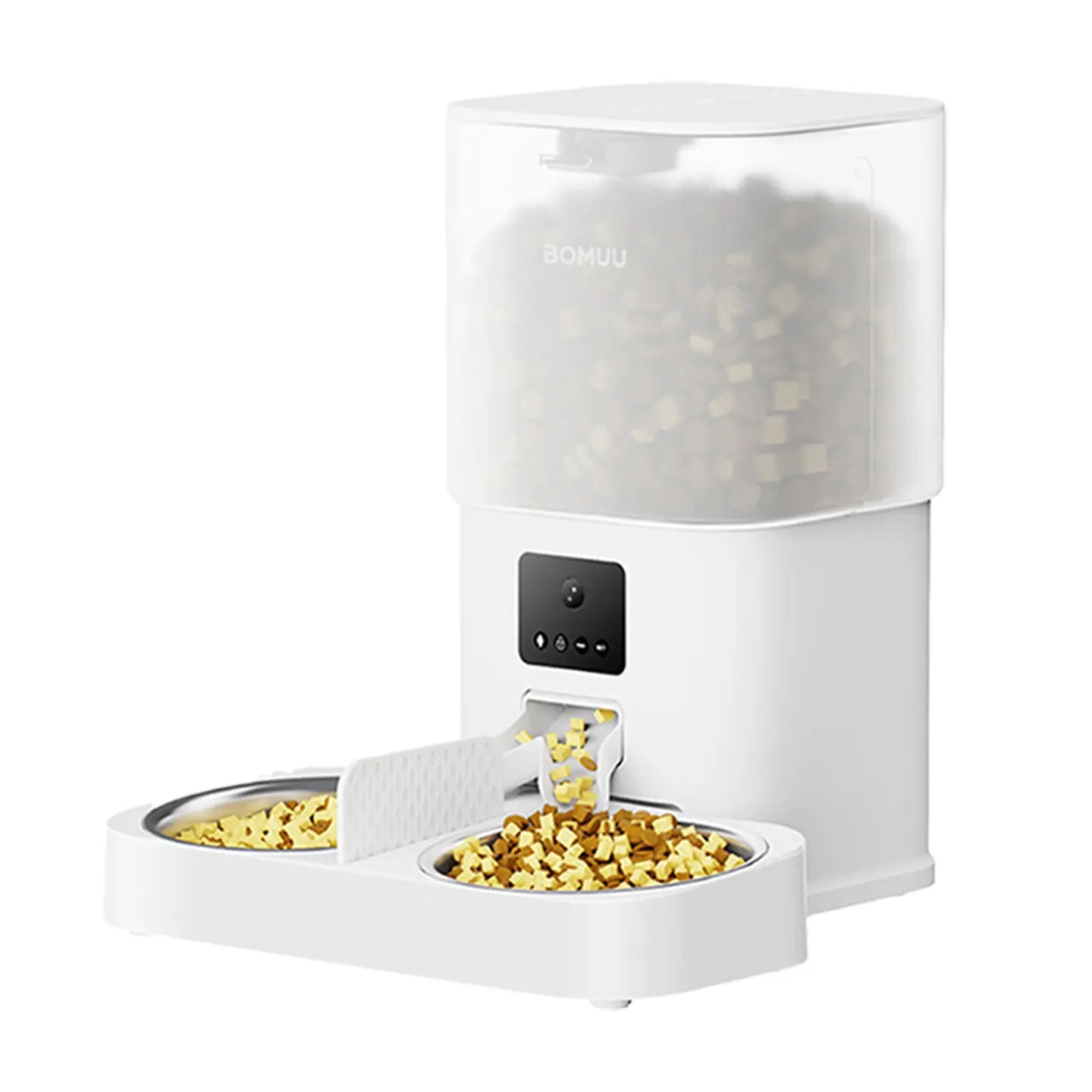 BOMUU Automatic Cat Feeder, 6L Extra-Large, 1080P HD Video, Stainless Steel Double Bowls, APP Remote Feeding, 2.4G Wifi, Timed & Portioned, Voice Intercom, 8 Daily Programmable Meals, 10S Recording, Cat Food Dispenser for Multi-Cat Households