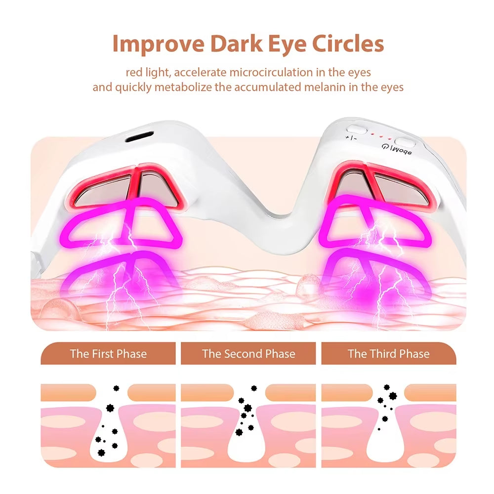 3D Red Light EMS Eye Massager Eyecare Glasses Dark Circles Puffiness Wrinkles Reduction Eye Fatigue Relaxing Beauty Care Device